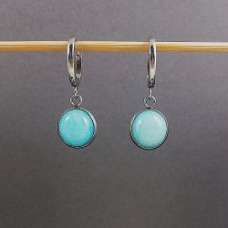 Kolczyki jadeity turkusowe.