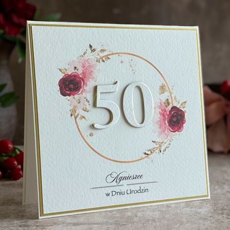 Kartka na 50 urodziny z personalizacją, BH 50