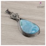 Larimar i srebro - wisior dwuelementowy 1552 - larimar wisior