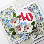 Kartka ROCZNICOWA z popielatymi kwiatami - Kartka na rocznicę urodzin z popielatymi kwiatami