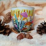 Ręcznie malowany duży kubek z sową i magicznym lasem 480 ml. - Ręcznie malowane