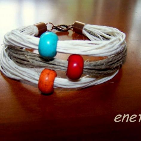 enetka - BRANSOLETKA z lnu - HOWLIT - LEN