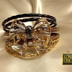 Popiół i Diament II - bransoleta z żywicy i ekoskóry