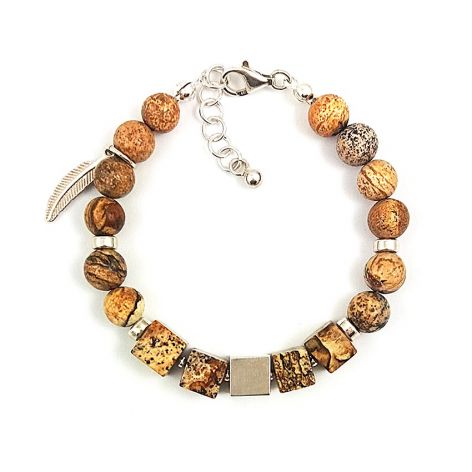 Bransoletka srebro i jaspisy.