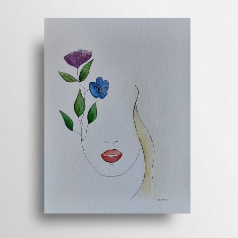 Kobieta,kwiaty 5-akwarela formatu 24/32 cm 