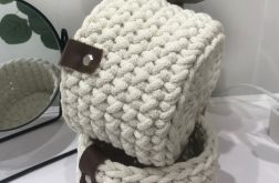 Koszyk 15x12cm,kosz do przechowywania,z paskiem skórzanym.