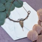 Miedziany naszyjnik wire wrapping z unakitem #497 - 