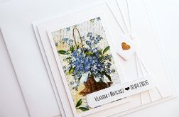 Kartka ślubna niezapominajki handmade koperta