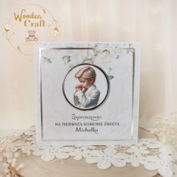Zaproszenia Pierwsza Komunia "WhiteRosesBoy"