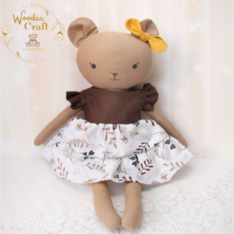 Miś Zoya przytulanka brązowa sukienka GOTOWA