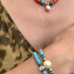Unikatowy Naszyjnik Awangarda - Koral, Howlit, Piryt Boho