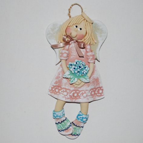 Bukiet dla Ciebie mam - aniołek z masy solnej, prezent, dekoracja