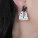Kolczyki na sztyfcie biało czarne w kropeczki, unikat - Polka dot 3