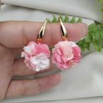 Kolczyki różowe kwiaty floral małe pastelowe - małe kolczyki