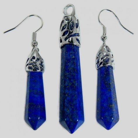 Lapis lazuli, piękny zestaw biżuterii, srebro