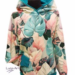 Bluza damska z kapturem jasne liście M