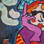 Obraz do salonu portret noc siedzi przy stole - 