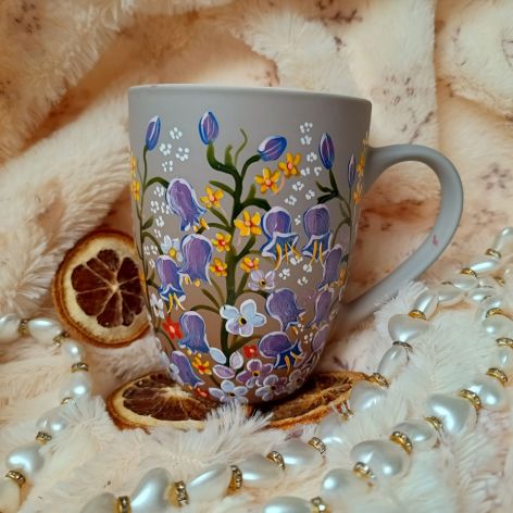 Polne kwiatki ręcznie malowany kubek 300 ml.