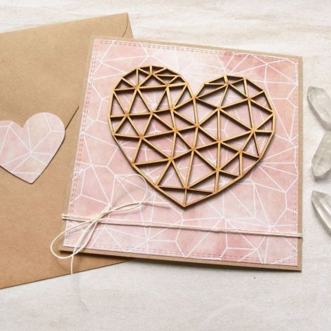 kartka ślubna, miłosna - geometryczne serce I