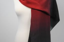 jedwabny czal - czerwony ombre, 45x180cm