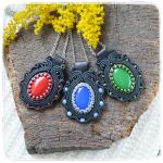 Wisior sutasz soutache Czarny Blue niebieski - Stal chirurgiczna