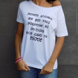 t-shirt luźny "JESTEM ANIOLEM ..."