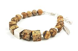 Bransoletka srebro i jaspisy.