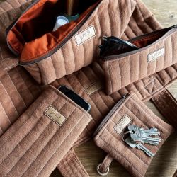 Zestaw prezentowy z lnu - jasny brąz / rudy