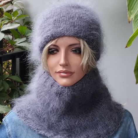 Moherowy komplet w kolorze ciemnej szarości 