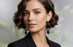 Kolczyki Koła Koralikowe Małe Czarne z Liściem