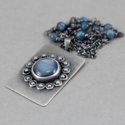 Kianit kyanit i srebro - naszyjnik