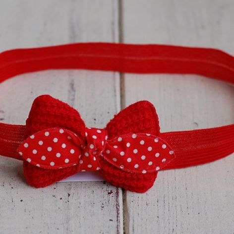 Opaska niemowlęca - Kokardka na czerwono