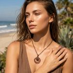 Miedziany naszyjnik z jaspisem wire wrapping - Naszyjnik miedziany z jaspisem regulacja
