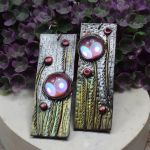 Komplet biżuterii "łąka" ze szklanymi kaboszonami - kolorowa biżuteria
