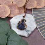 Miedziany ozdobny wisiorek z lapisem lazuli i tanzanitem #552 - 