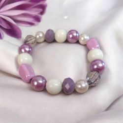 Bransoletka na gumce, wrzos ceramika