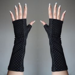 Rękawiczki brokatowe ze wstawkami 