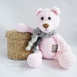 Różowy misiek w szaliczku - 