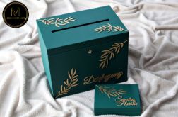 Komplet pudełek ślubnych - butelkowa zieleń