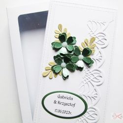 Kartka NA ŚLUB - zielone kwiaty #1