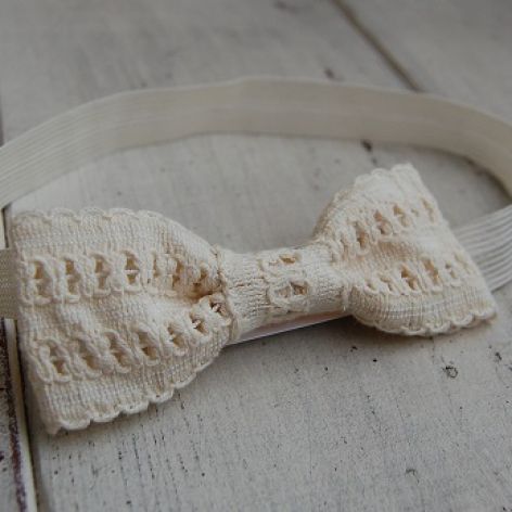 Opaska niemowlęca - Koronkowa w złamanej bieli