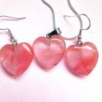 Różowy kwarc, kamień miłości, serduszka, zestaw biżuterii - 