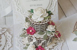 Ślubny Exploding box "White & Cream" z tortem
