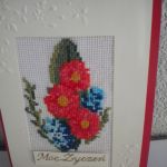 Kartka haftowana - kwiaty - widok