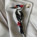 Broszka Dzięcioł, broszka ptak, biżuteria autorska  - 