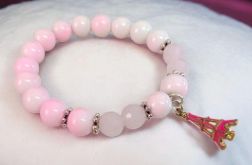 Bransoletka na gumce wieża róż pastel