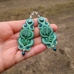 Kolczyki sutasz Zielone z MALACHITEM