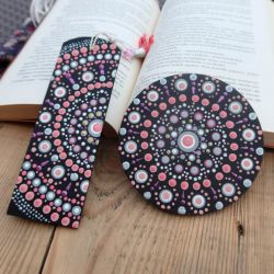 Komplet - Podkładka i Zakładka - Pink Drops