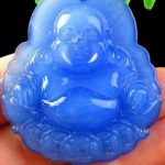 Niebieski Jadeit chiński wisiorek Budda - 
