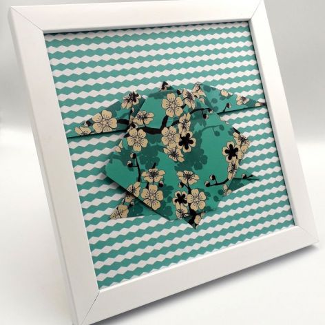 Obrazek origami z papieru na ścianę lub do postawienia Żółw